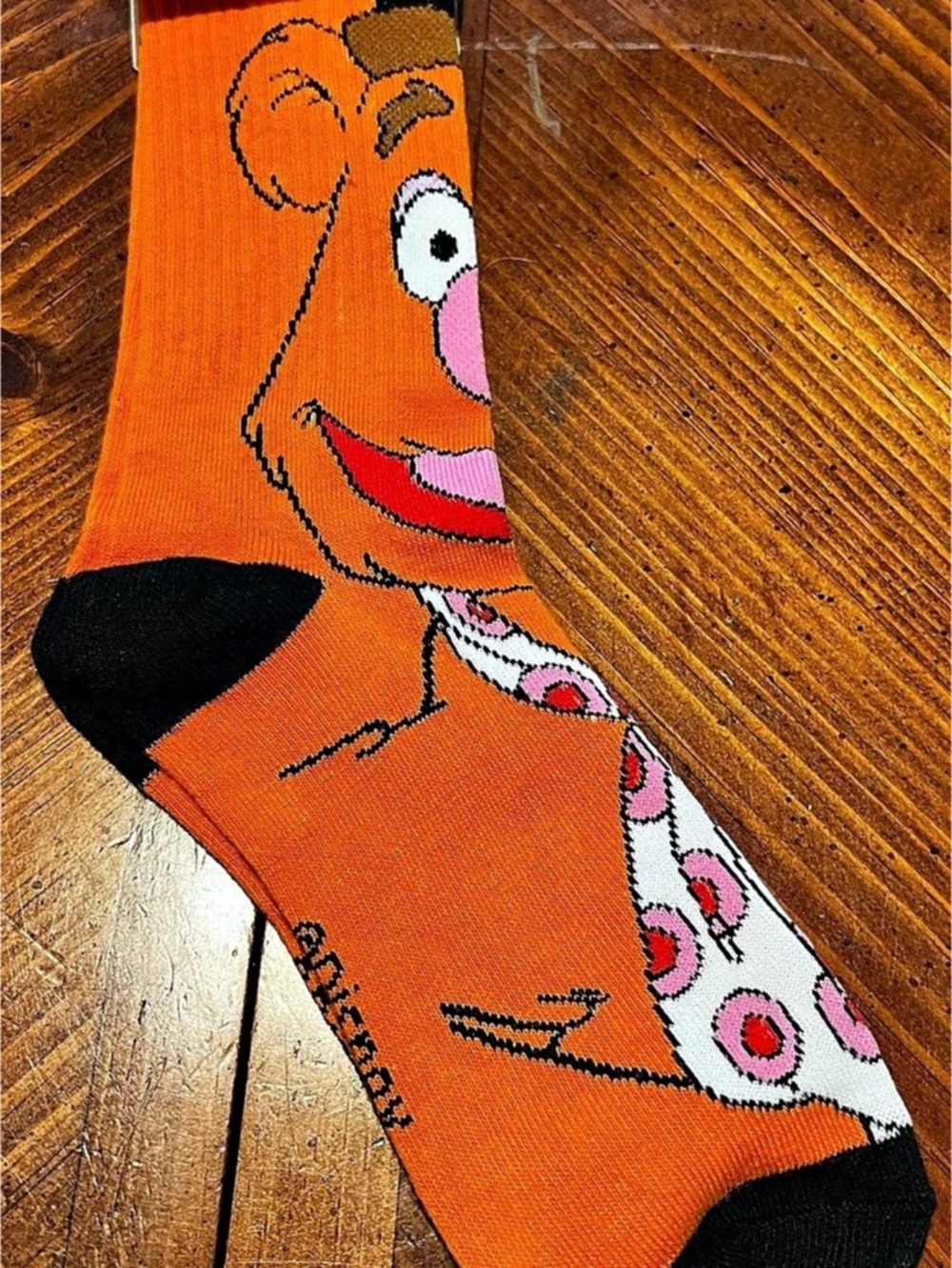 New! Disney Muppets FOZZIE BEAR SOCKS orange Adult men/women CREW Sz 9-13